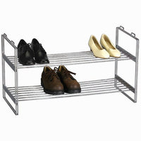Household Essentials Stackable Two-Tier Shoe Rack, Chrome