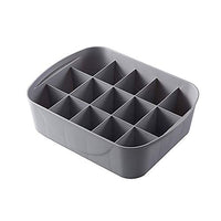 Closet Drawer Organizer Underwear Organizer Drawer Divider with Lids Bras Briefs Socks Towels Ties Storage Box Compartments of 15 (Gray)