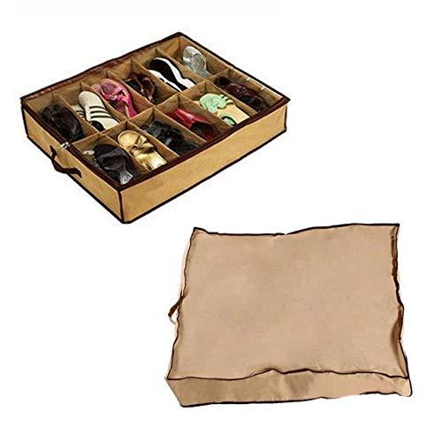12-Cells Closet Organizer Under Bed Storage Holder Box Container Case Folding Shoes Storage Box