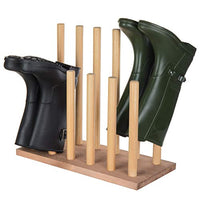 MyGift 6-Pair Natural Wood Inverted Boot Storage Rack