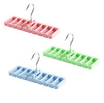 3 Pcs Multifunctional Hanger Wardrobe Scarf Tie Belt Storage Rack(Pink, Blue, Green)