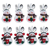 DegGod 8Pcs Christmas Snowman Tableware Holder Suit Silverware Holder Pockets Set Knife and Fork Bags Christmas Party Decoration (Christmas Snowman)