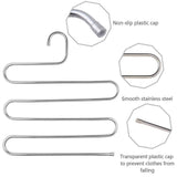 Online shopping ycammin pants hangers s type stainless steel trousers rack 5 layers multi purpose closet hangers saver storage rack for clothes towel scarf trousers tie etc2 pcs
