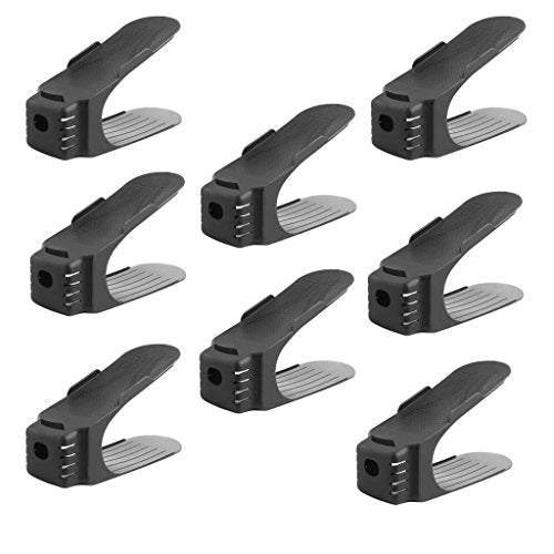 Feamos 8Pcs Shoe Slots Organizer Space Saver Storage Helper Double Layer Shoes Holder for Home Office Gift (Black)
