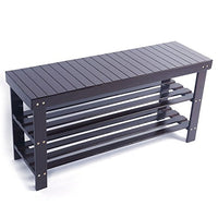 Prountet 3 Tier Bamboo Shoe Rack Bench Storage Shelf Organizer Entryway Home Furni Coffee