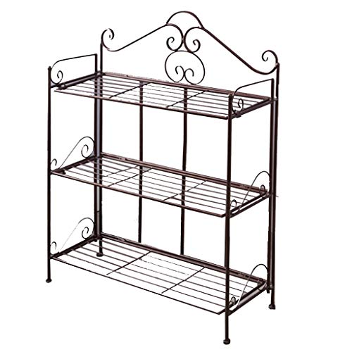 3 Tier Iron Black Durable And Solid Shoe Storage Rack Stand Stackable Storage Holder For Entryway Hallway Vintage Style 642683cm (Color : Bronze)
