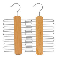 YOEDAF Natura Wooden Tie Rack Hangers Scarf Tie Hanger Organizer Belt Metal 20 Horizontal Hooks Multifunctional Accessories Hangers for Ties and Belts(original wood color)