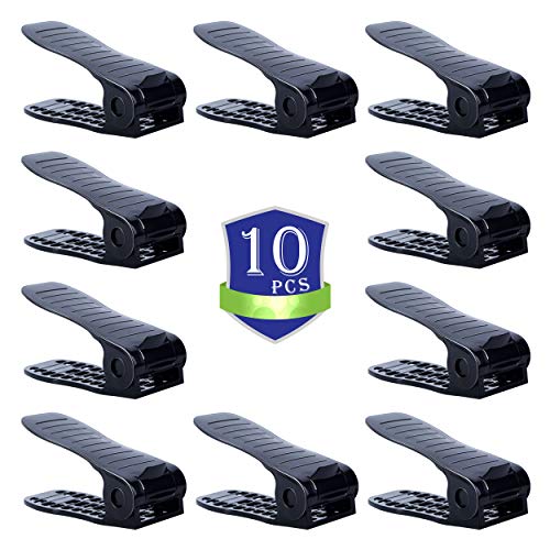 CHAIRLIN Shoe Organizer,Shoe Space Saver Organizers,Shoe Storage Saving,Adjustable Shoes Slots Shoe Rack Set Shoe Holder 10PCS Black