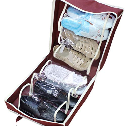 callm 6 Squares Portable Shoes Travel Storage Bag Organizer Tote Luggage Carry Pouch Holder (Wine Red)