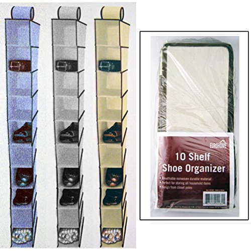 unbrand Fabric 10 Shelf Shoe Organizer Closet Hanging Cloths Holder Bag Box Closet 5X12