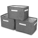 3-Pack Collapsible Storage Bin Basket Foldable Canvas Fabric Tweed Storage Cube Bin Set with Handles for Home Office Closet