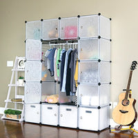UNICOO - Multi Use DIY 20 Cube Organizer, Wardrobe, Bookcase, Storage Cabinet, Wardrobe Closet with Design Pattern - (Deeper Cube, Semitransparent)