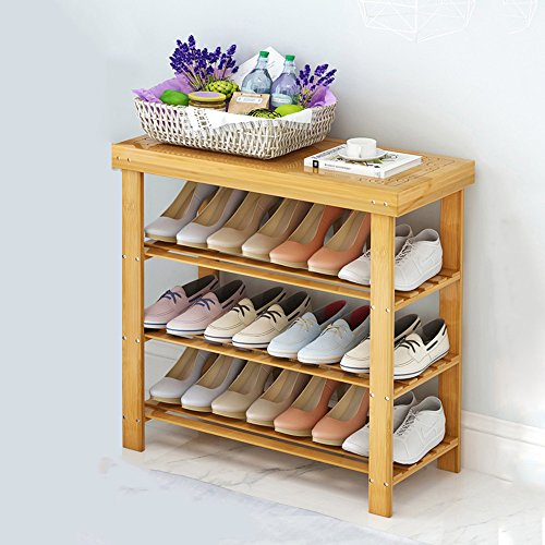 Shoe Racks Xiaomei Shoe Stool Racks, 3 Tier Bamboo Storage Organiser Holder, Made of 100% Natural Bamboo (Size : 702862)