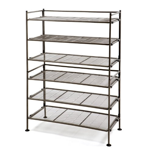 Seville Classics 3-Tier Iron Mesh Utility Shoe Rack (2-Pack), Satin Bronze