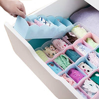 5PCS Plastic Drawer Organizer , Bra & Underwear Closet Bin Dresser Cube Basket With 5 Grids , Stackable Bathroom & Kitchen Office Container Divider Box For Socks , Ties , Scarves , Ring Color Random