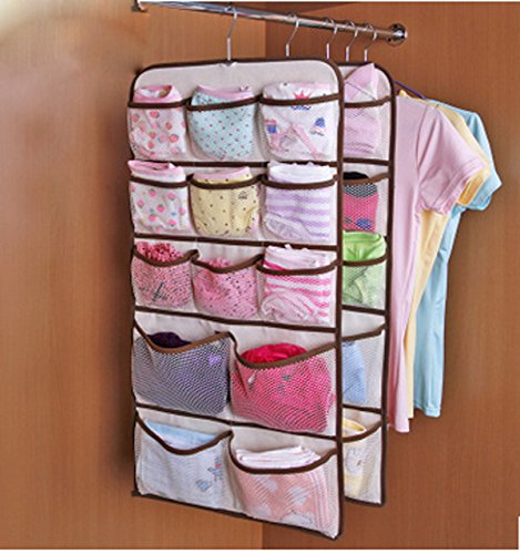 Lecent@Cotton Over the Door Socks Underwear Organizer,14/26/30 Pocket Double-side hanging Storage Closet Storage&Organizers System