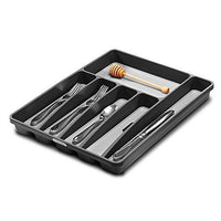 madesmart Classic Large Silverware Tray - Granite | CLASSIC COLLECTION | 6-Compartments | Soft-grip Lining and Non-slip Feet |BPA-Free