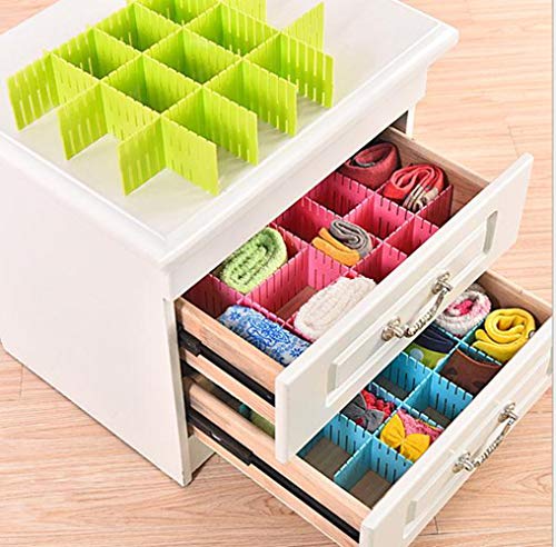 Grid Drawer Organizer and Storage for Kitchen Untensil Tray, Office Stationery, Household Organization, Women Clothes Underwear Socks Housing Spacer Home Storage Organizer 2019-4pcs/Pack (Green)