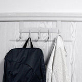 Save acmetop over the door hook hanger heavy duty organizer for coat towel bag robe 5 hooks aluminum brush finish silver