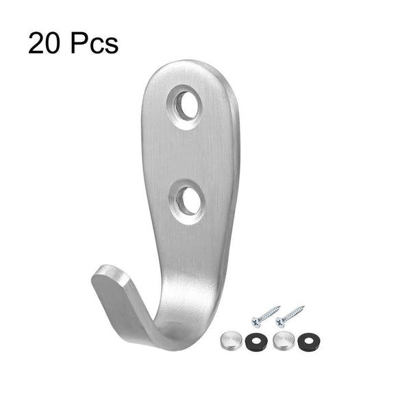 Shop uxcell 20 pcs wall mounted hook robe hooks single bags hanger with screws stainless steel