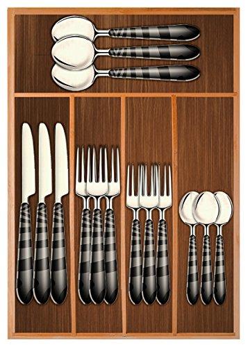Chef Essential Bamboo Utility Drawer Organizer, Kitchen Silverware tray, 5-Compartment, Your Drawer Will Look Super Neat with This Bamboo Divider, Great Gift Idea for Your Loved One.