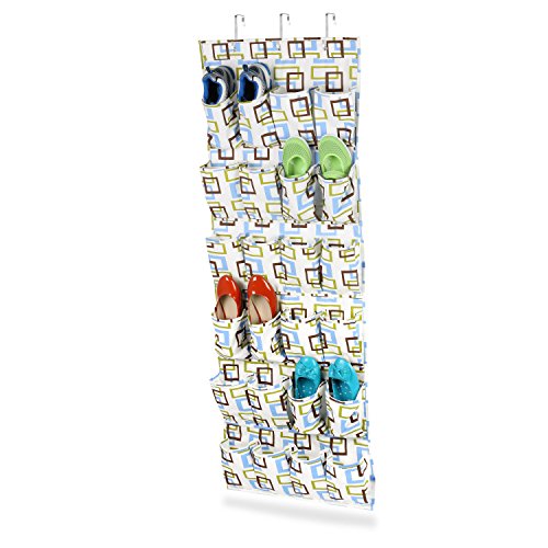 Honey-Can-Do SFT-01568 Over The Door Shoe Organizer/Storage Rack, Green/Blue/Brown