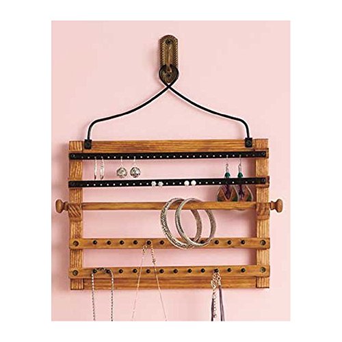 Wooden Bohemian Design Jewelry Hooks Storage Hanging Organizer (Space Saver)