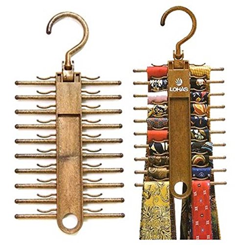 Tie Rack, Organizer, Hanger, Holder - 1 Unit - Affordable Tie Rack with Non-Slip Clips, Holds Securely up to 20 Ties