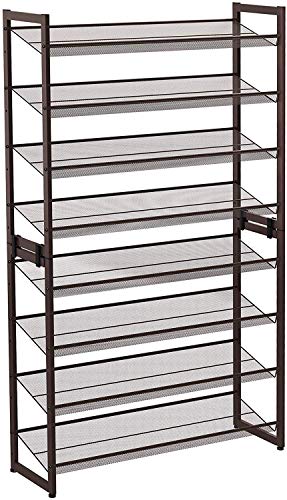 SONGMICS 8-Tier Shoe Rack, Set of 2 Stackable 4-Tier Shoe Organizers, Adjustable Flat or Angled Shelves, Bronze ULMR08A