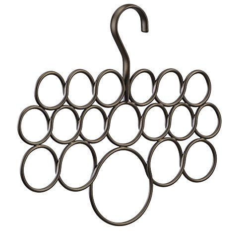 iDesign Axis Metal 18-Loop Wave Scarf Hanger, No Snag Closet Organization Storage Holder for Scarves, Men's Ties, Women's Shawls, Pashminas, Belts, Accessories, Clothes, 11.5" x .5" x 9.5" - Bronze