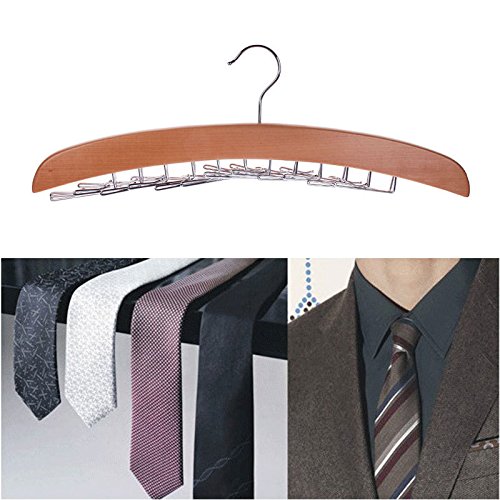 24 Tie Hanger Hardwood Clost Clothing Accessory Hanging Necktie Belt Organizer