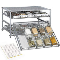 NEX Spice Rack 3 Tier 30-Bottle Spice Drawer Organizer for Pantry Kitchen Cabinet, Metal