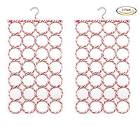 Alacos 2 Set Folding Hanger for Socks,Tie, Scarf, Belt, Mufflers and Shawl Closet Organization 28 Loops Rings Rope Holder