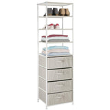 Products mdesign vertical dresser storage tower sturdy steel frame easy pull fabric bins organizer unit for bedroom hallway entryway closets textured print 4 drawers 4 shelves linen tan