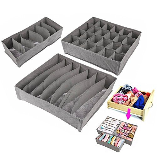 AStorePlus Wonderful Foldable Drawer Dividers, Closet Organizers Cube, Cloth Storage Boxes for Underwear, Bras, Socks, Ties, Scarves (3 Pcs