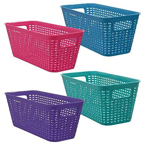 Top small colorful plastic baskets rectangle tray pantry organization and storage kitchen cabinet spice rack food shelf organizer organizing for desks drawers weave deep closets lockers