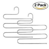 Latest ycammin pants hangers s type stainless steel trousers rack 5 layers multi purpose closet hangers saver storage rack for clothes towel scarf trousers tie etc2 pcs