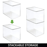 Best mdesign stackable closet plastic storage bin box with lid container for organizing mens and womens shoes booties pumps sandals wedges flats heels and accessories 9 high 6 pack clear
