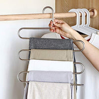 Organize with ziidoo new s type pants hangers stainless steel closet hangers upgrade non slip design hangers closet space saver for jeans trousers scarf tie 6 piece