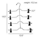 Great 4 tier pants hanger 2 pack trouser hanger skirt hangers with non slip black vinyl clips heavy duty metal hangers ultra thin space saving clothes hangers to organize closet jeans scarf slacks