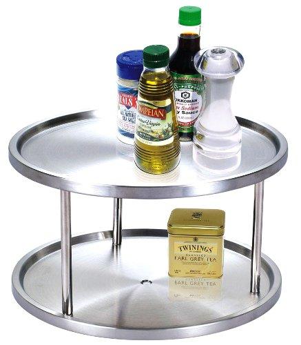 Cook N Home 10.5-Inch 2 Tier Lazy Susan Turntable Organizer, Stainless Steel