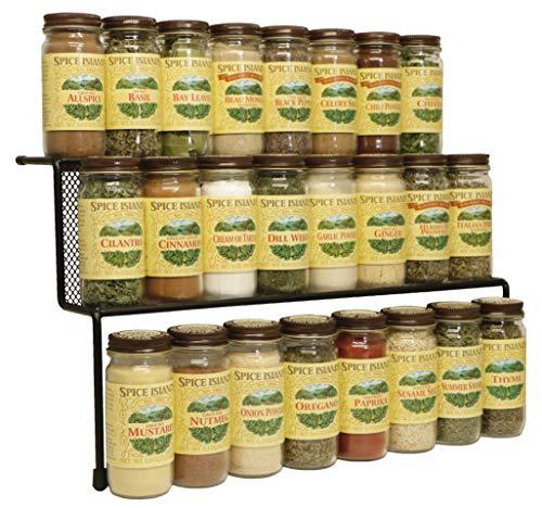KitchenEdge 2-Tier Elevated Spice Rack Storage Organizer for Cabinets, Holds 16 Spice Jars and Bottles