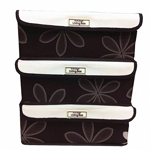 uxART Socks Ties Bra Underwear Organizer Drawer Divider with Cover 3 Set,Closet 600D Nylon Oxford Storage Box