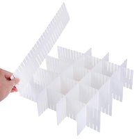 Top rated 24 pcs plastic diy grid drawer divider household necessities storage thickening housing spacer sub grid finishing shelves for home tidy closet stationary socks underwear scarves organizer white