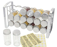TQVAI 3 Tier Spice Rack Stand and 18-Glass Jars 48 Labels Stickers, Chrome