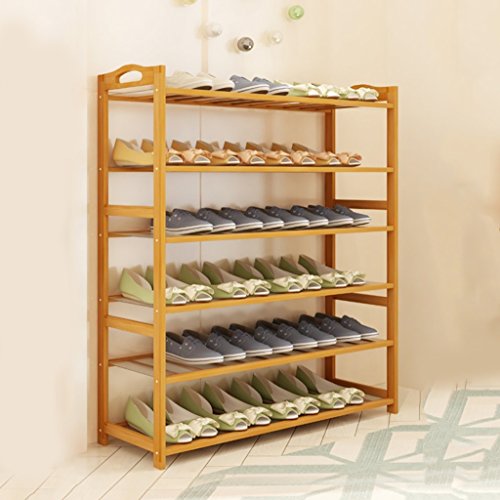 SH-xiejia 6-Tier Natural Bamboo Wooden Simple Shoe Rack Shelf Holder Storage Organizer for Hallway Bathroom Living Room (Multi-Size) (Size : 90CM)