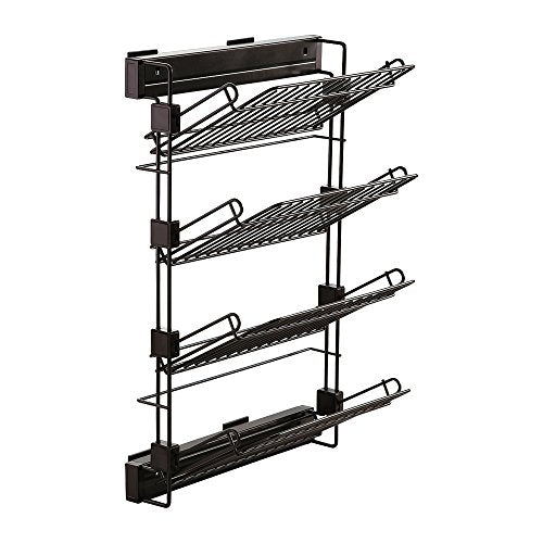 Emuca 7087013 Pull-out shoe-rack accessory with soft closing for wardrobe, left hand assembly, moka colour
