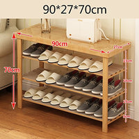 SH-xiejia 3-Tier Natural Bamboo Wooden Simple Carved Stool Shoe Rack Shelf Holder Storage Organizer for Hallway Bathroom Living Room (Size : 90CM)