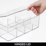 Heavy duty mdesign stackable plastic tea bag holder storage bin box for kitchen cabinets countertops pantry organizer holds beverage bags cups pods packets condiment accessories clear