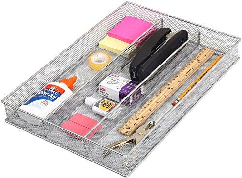 YBM Home In-Drawer Silverware Organizer with Dividers, Kitchen Drawer Organizer with 3 Compartments for Utensils, Cutlery and Office Supplies Storage
